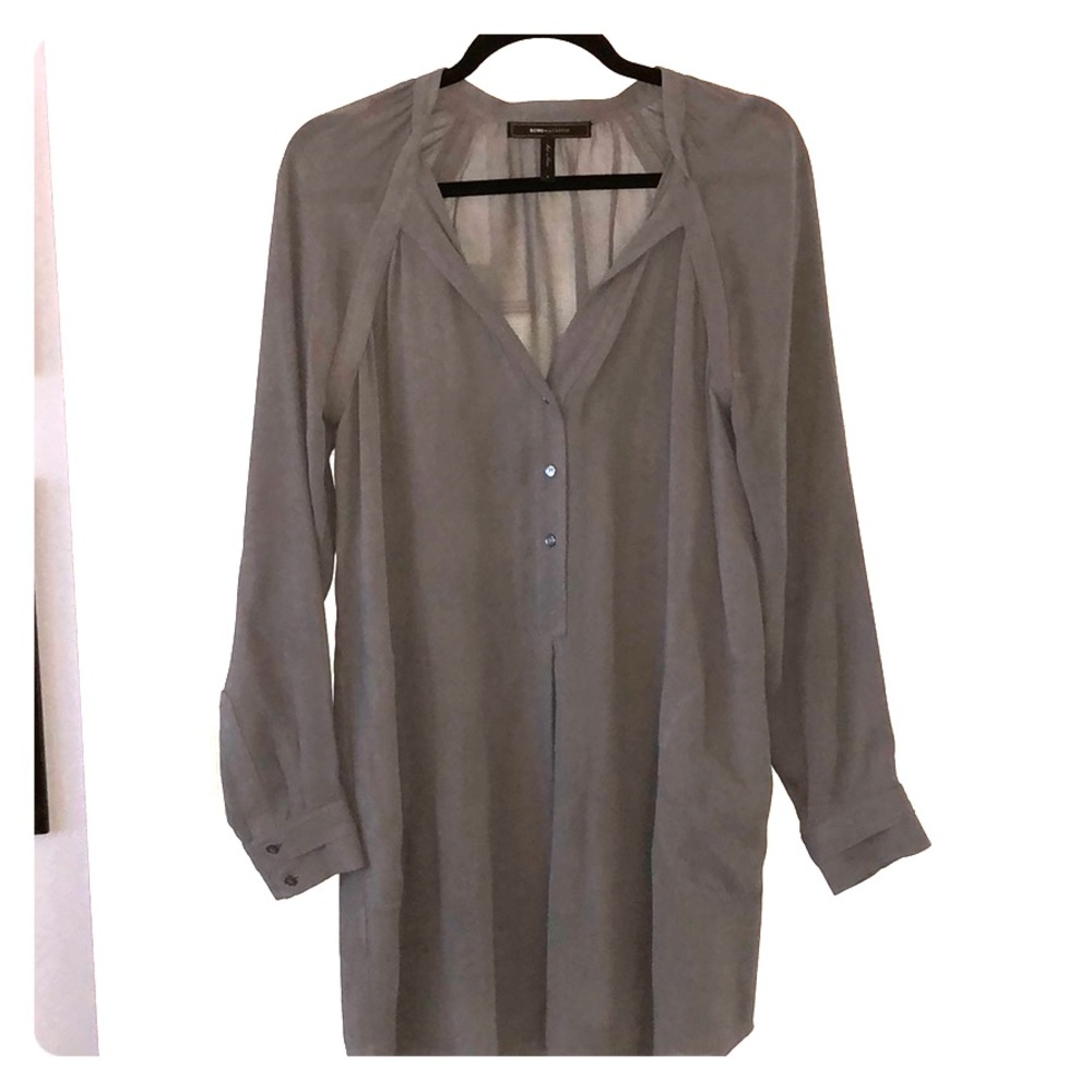 BCBG gray long blouse with pockets